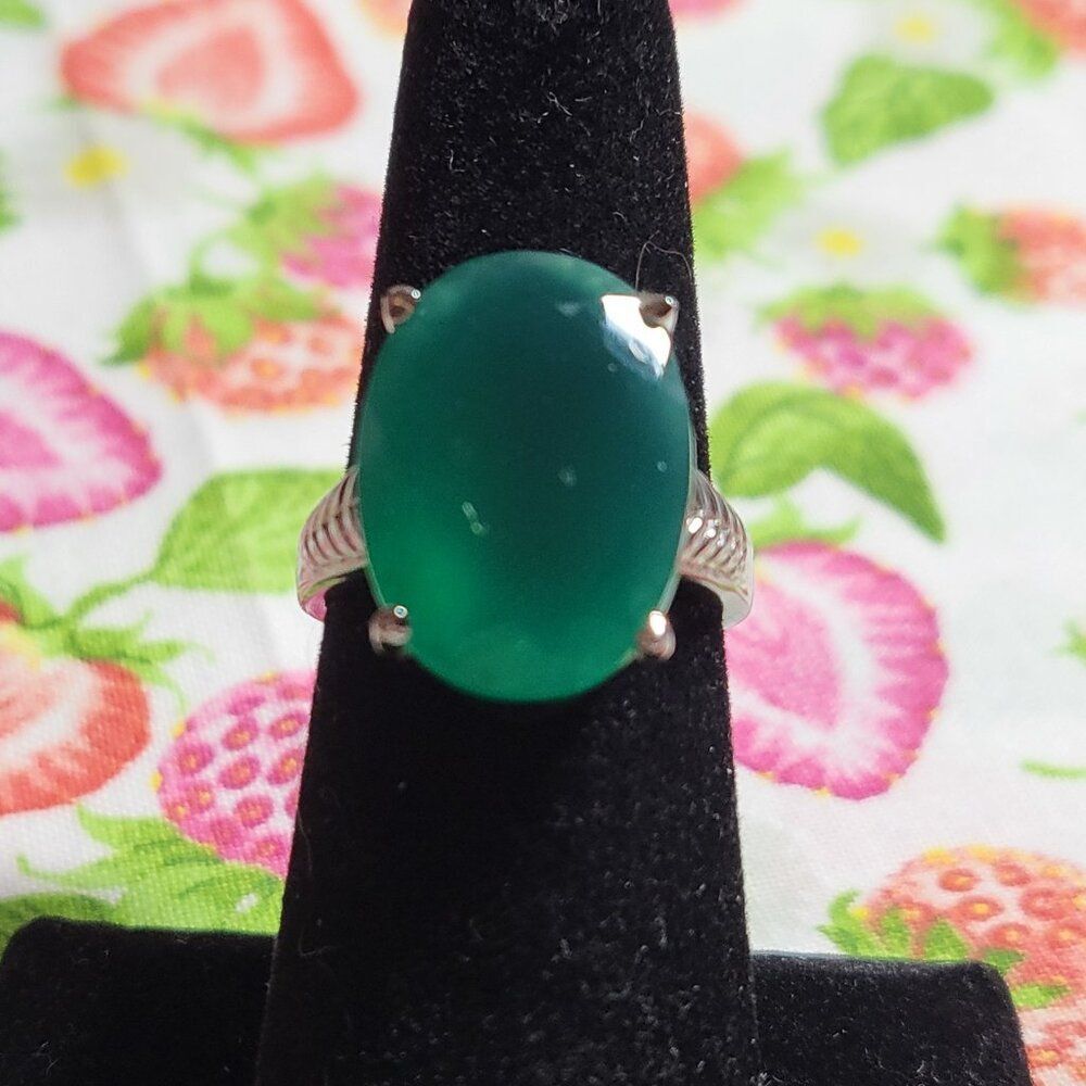 Verde Onyx Solitaire Stainless Steel Ring